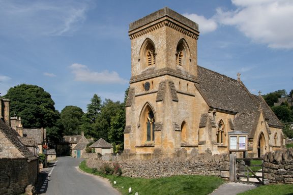 St Barnabas Church stands in the Cotswold village of Snowshill, Gloucestershire