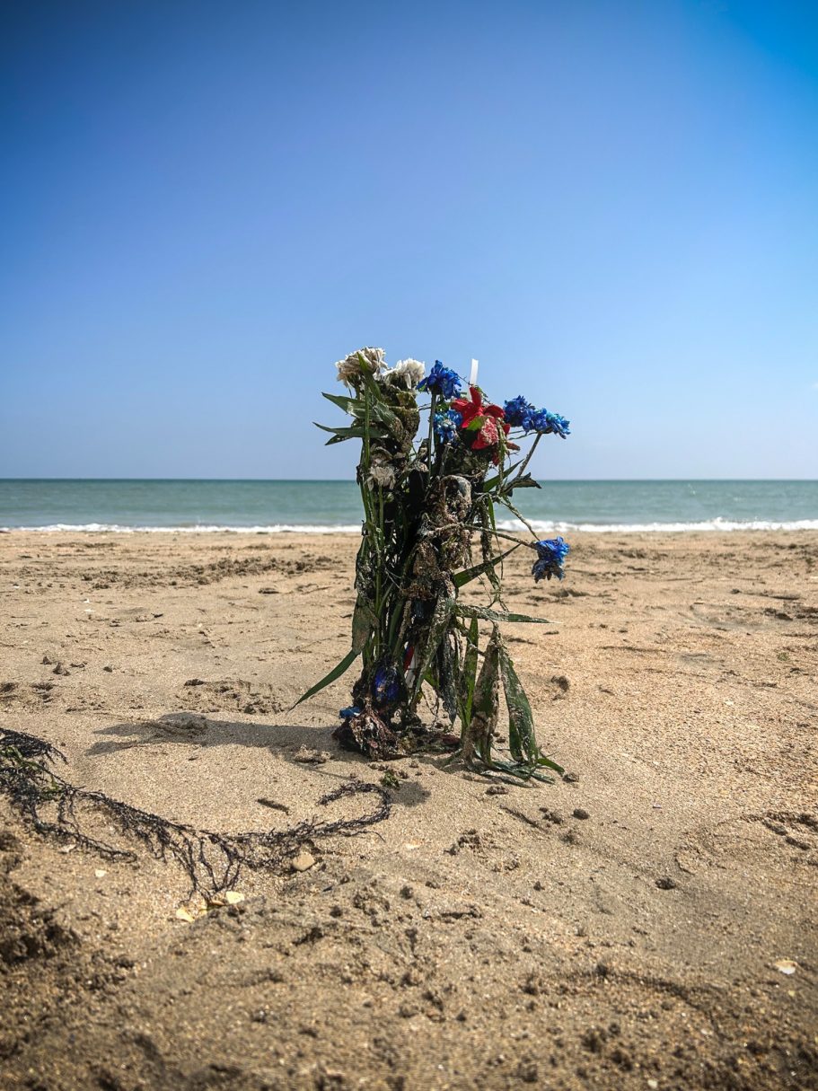 Flowers of rememberance on Utah Beach-Sainte Marie du Mont