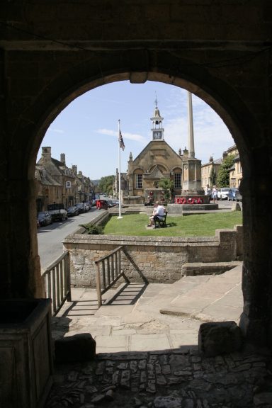 View of the town from the Market Hall in Chipping Campden, Gloucestershire